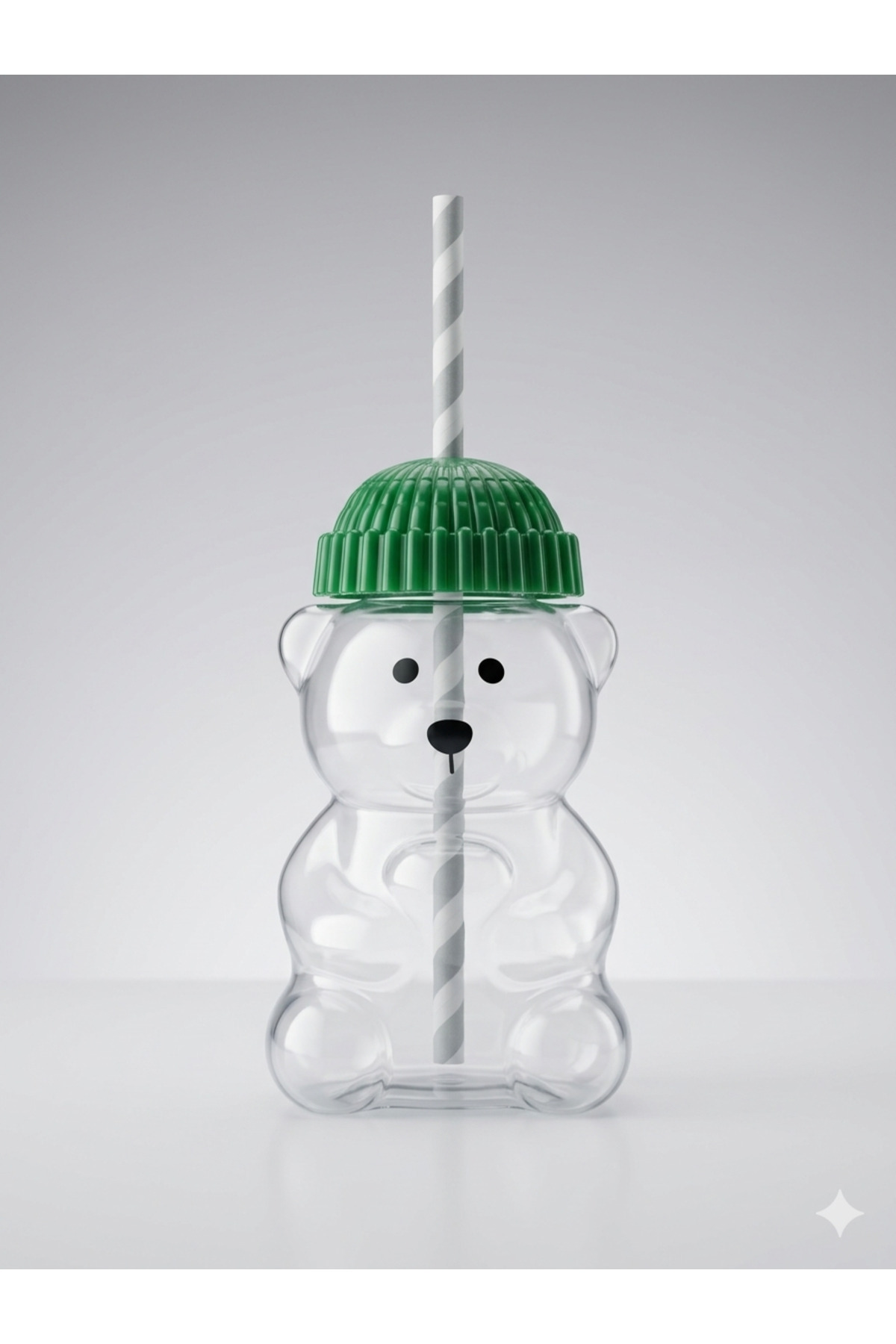 1 Adet 600 ml Bearista Sert Plastik Malzeme-Kağıt Pipetli Matara-Viral Bearista İlhamlı-Sevgiliye