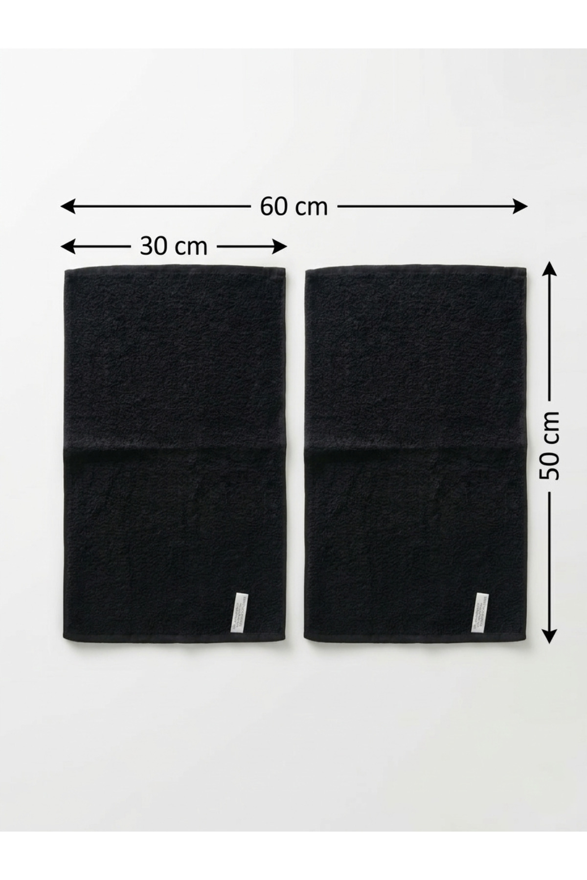 2 Adet Siyah Spor Havlusu 30x50 cm %100 Pamuklu-Yüksek Emici Baumwolle Fitness El Havlusu-Spor-Gym