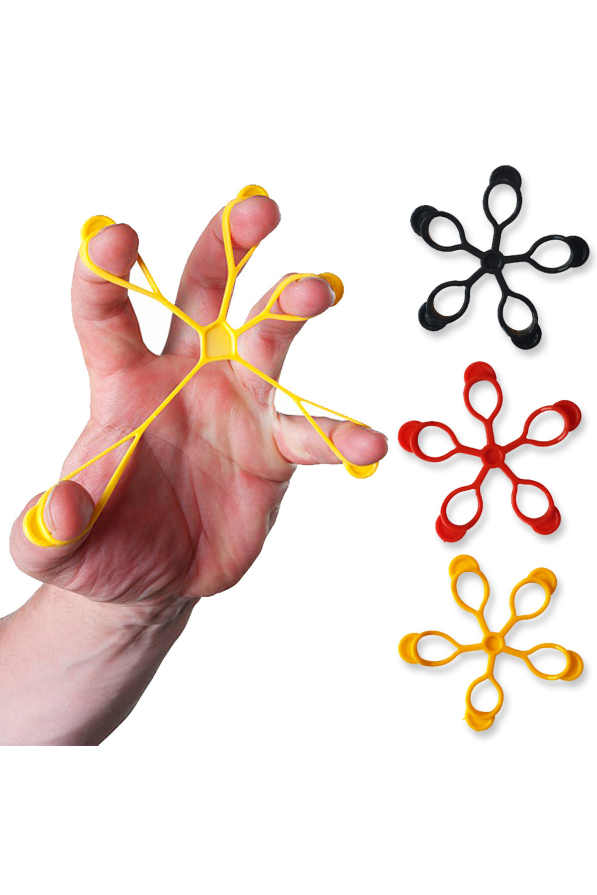 3 Lü Finger - El Parmak Güçlendirme Lastiği - Fizik Tedavi Egzersiz Aleti Sık Sık - Spor - Antrenman