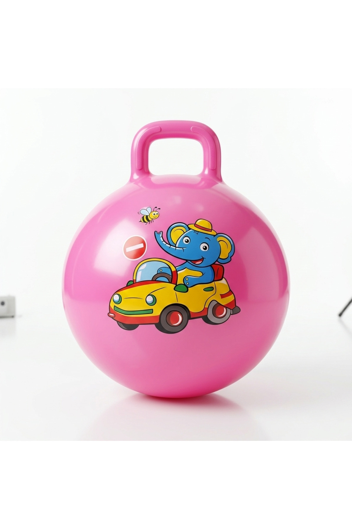 Nk Spor 55 cm Pembe Zıp Zıp Pilates Topu-Tutma Saplı Zıplama Topu-Çocuk ve Yetişkin Kondisyon Topu